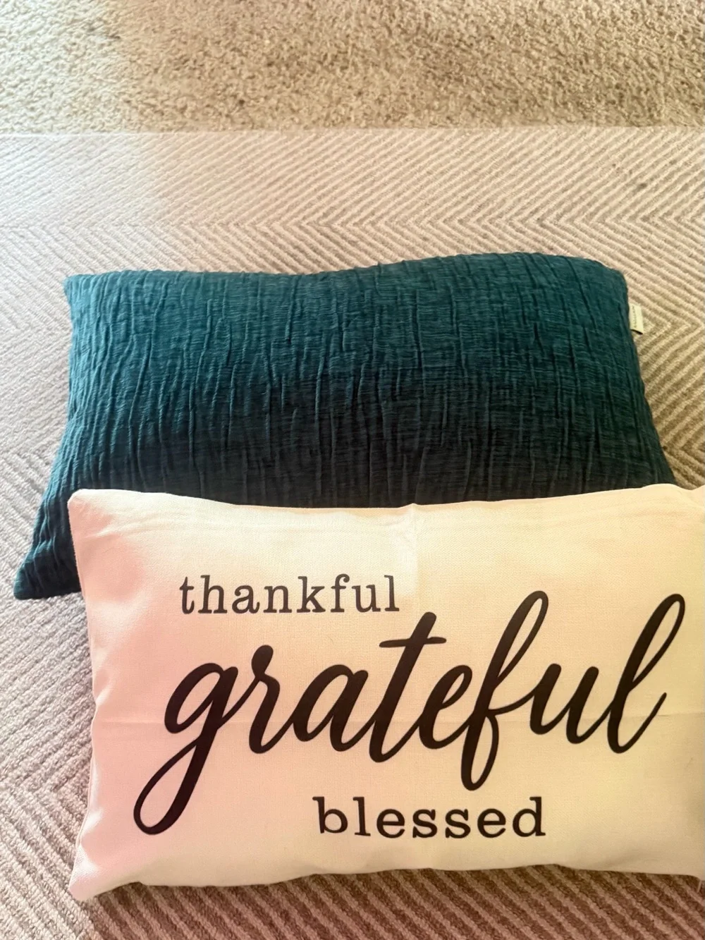 Magaschoni Teal 'Thankful Grateful Blessed' Holiday Pillow Set